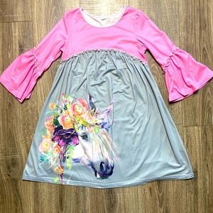 Girl’s Bell sleeve unicorn dress
